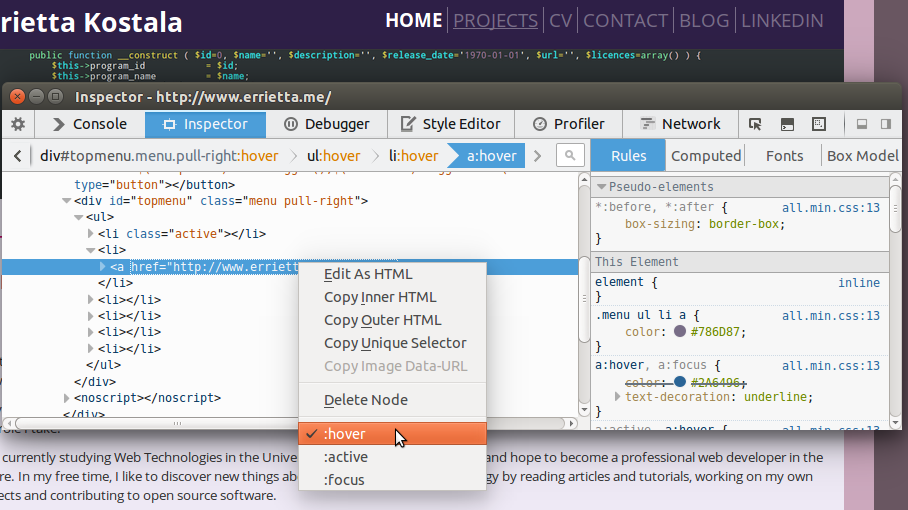 Firefox forcing hover state