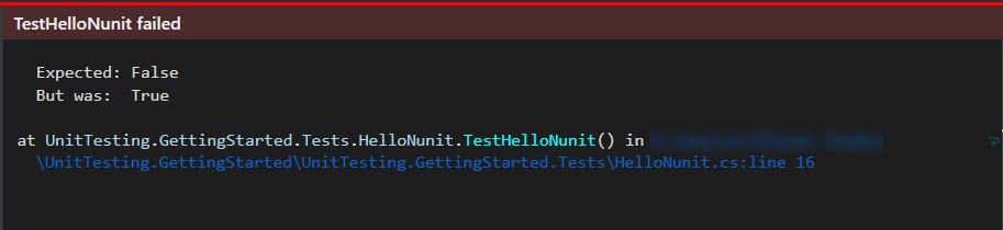 Failing NUnit Test in Visual Studio IDE