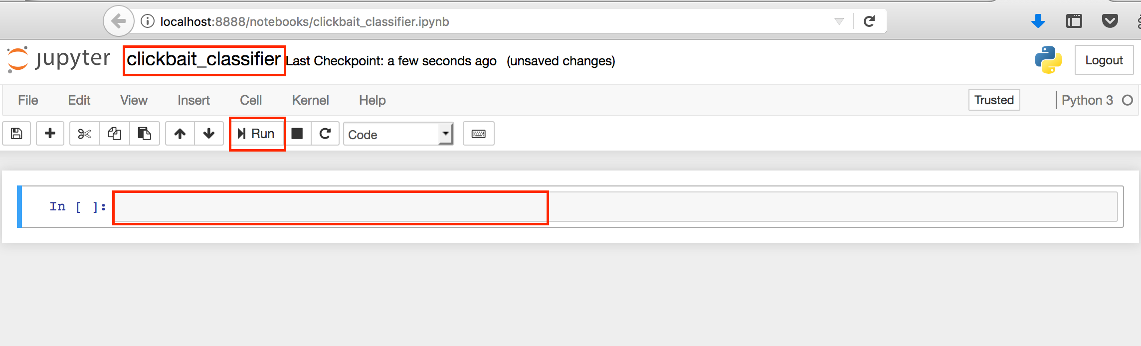 Navigating the Python notebook