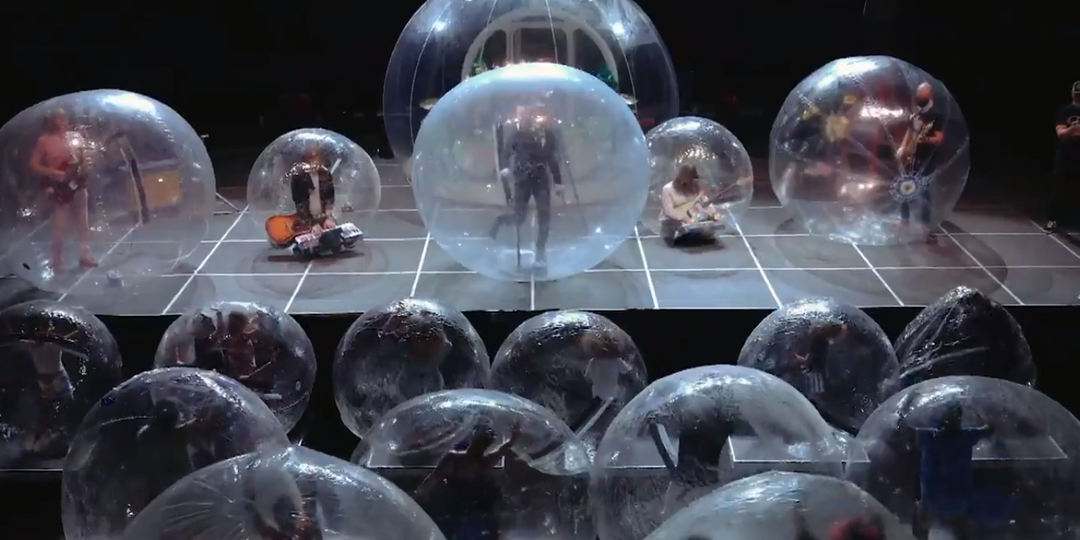 The Flaming Lips perform live in bubbles for The Late Show With Stephen Colbert 