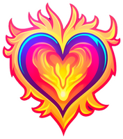 le logo du curateur exalté est un coeur en flamme