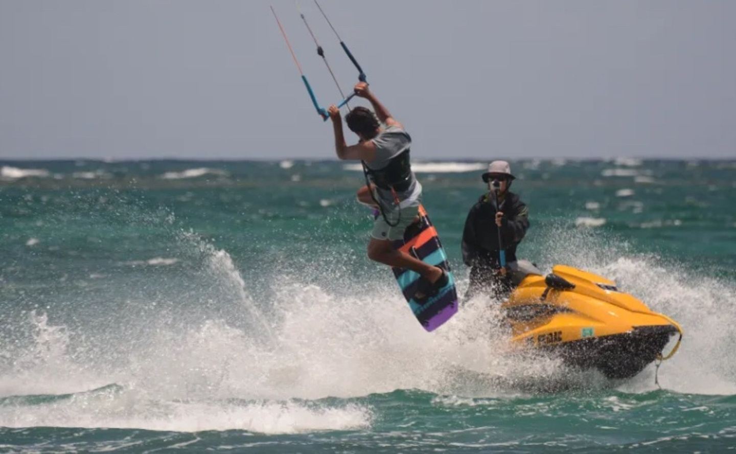 Jetski assisted Kite lesson session