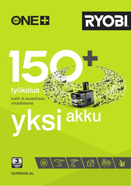 Ryobi ONE+ -työkalukatalogi 2022