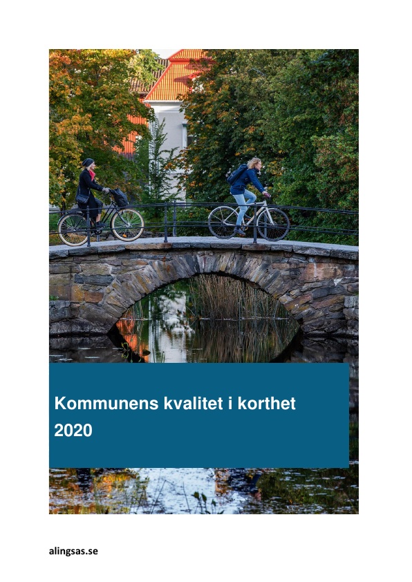 Alingsås kommuns egen rapport av resultatet i undersökningen Kommunernas Kvalitet i Korthet, KKiK, för 2020. 