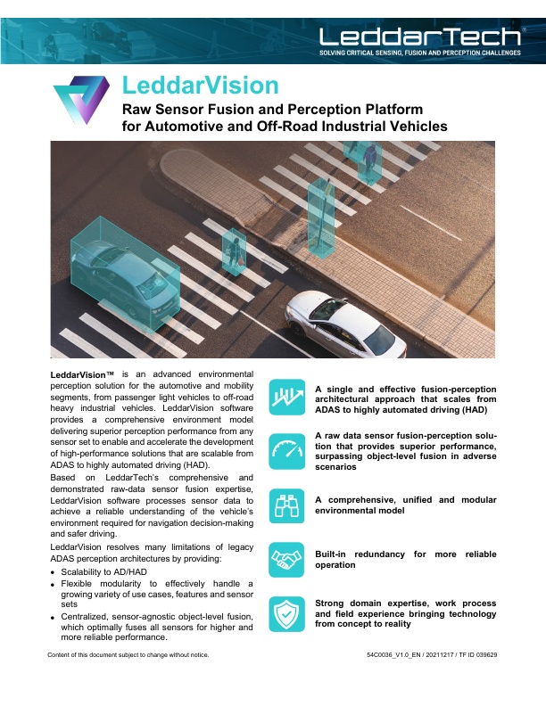 Raw Sensor Fusion and Perception Platform for Automotive and Off-Road Industrial Vehicles