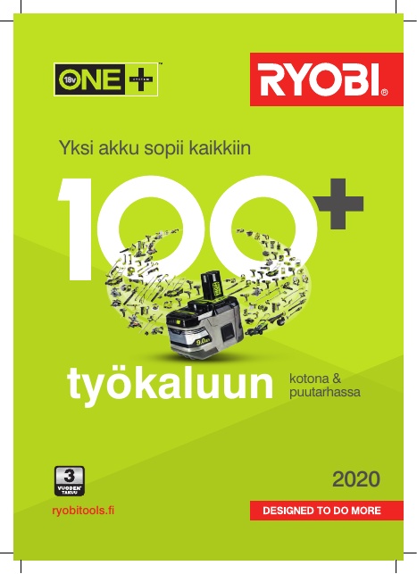 RYOBIN® ONE+ työkalusarjan tuote-esite vuodelle 2020.