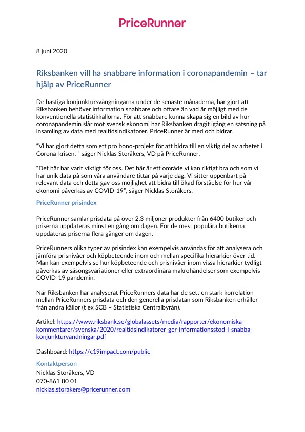 PriceRunner och Riksbanken