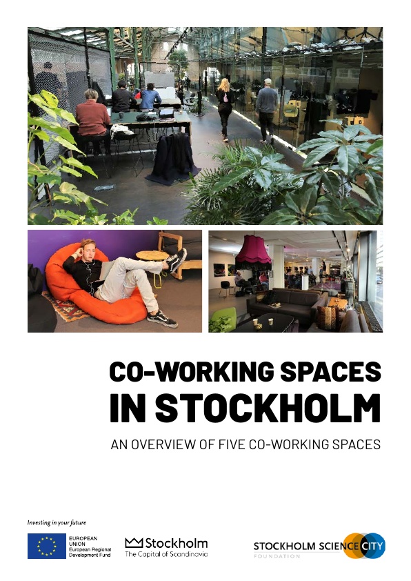 Co-working spaces, lokaler där små startup-företag kan hyra kontorsyta och vara en del av en gemenskap som delar värderingar, utmaningar och/eller målgrupper, är en snabbt växande rörelse. Vi har sammanställt information som vi presenterar i en rapport i syfte att ge en översikt över co-working spaces som fenomen. I rapporten går vi in i detalj i fem av dem; Embassy, H2 Health Hub, Norrsken, SUP46 och THINGS som alla finns i Stockholm.