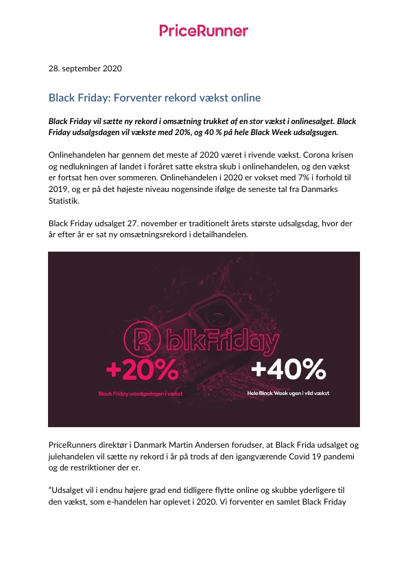 PriceRunner forventer rekordvækst online Black Friday 2020
