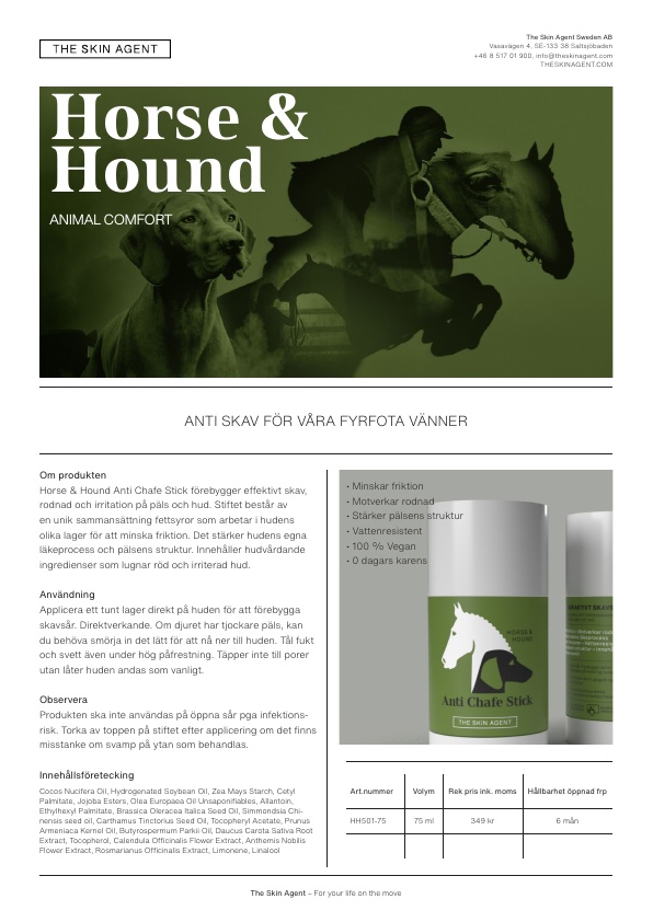 Product Information Anti Chafe Stick Horse & Hound
