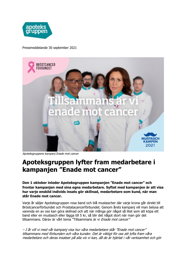 210930 PRM Apoteksgruppen Enade mot Cancer