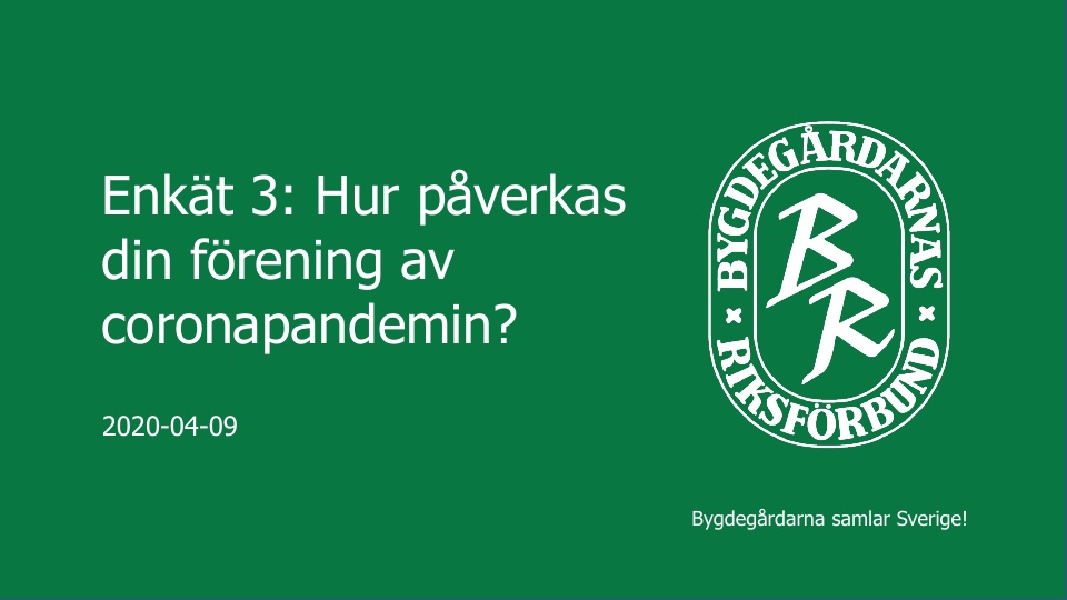 Sammanställning av svaren i ekäten om hur bygdegårdsföreningarna påverkas av coronapandemin.