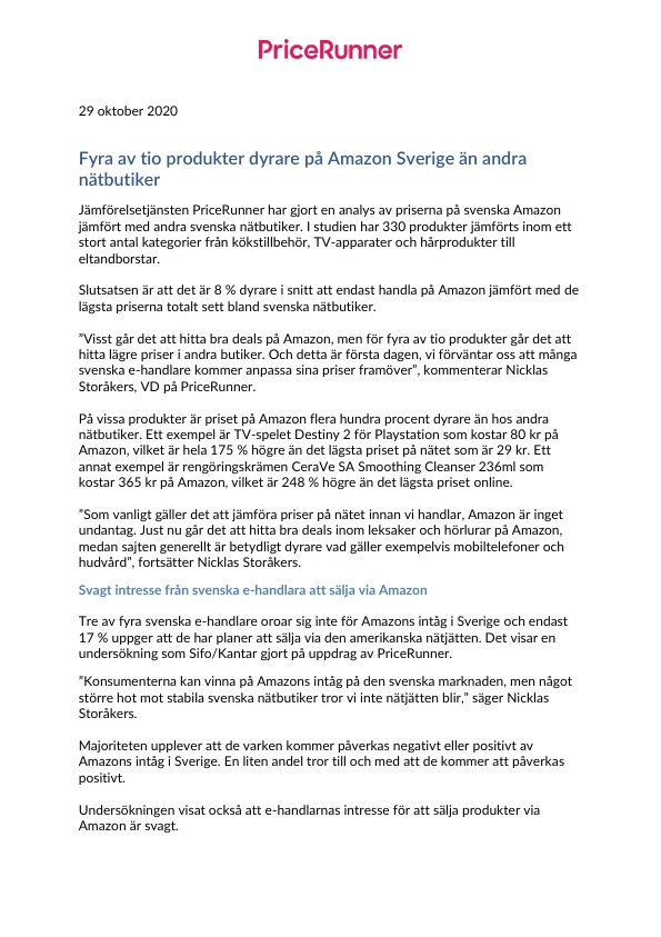 Fyra av tio produkter dyrare på Amazon Sverige än andra nätbutiker
