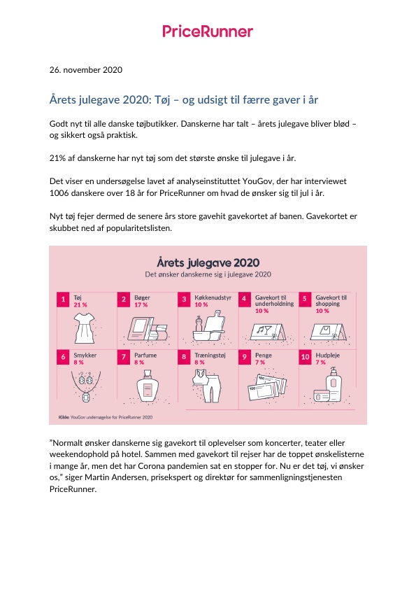 Årets julegave 2020 i Danmark