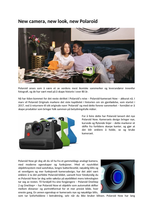 Norsk pressemelding publisert 26. mars 2020, på Polaroid Now.