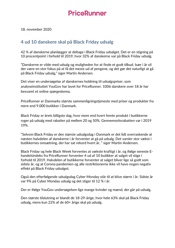 Danskerne vil på Black Friday udsalg 2020