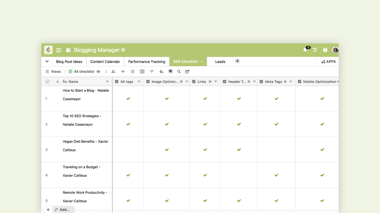 Stackby Blogging Manager Template for content planning and blog organization. Templates