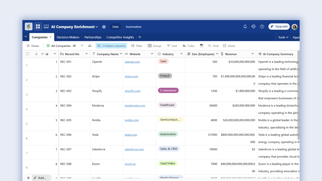 Free AI Company Enrichment Template | Automate Firmographics Templates