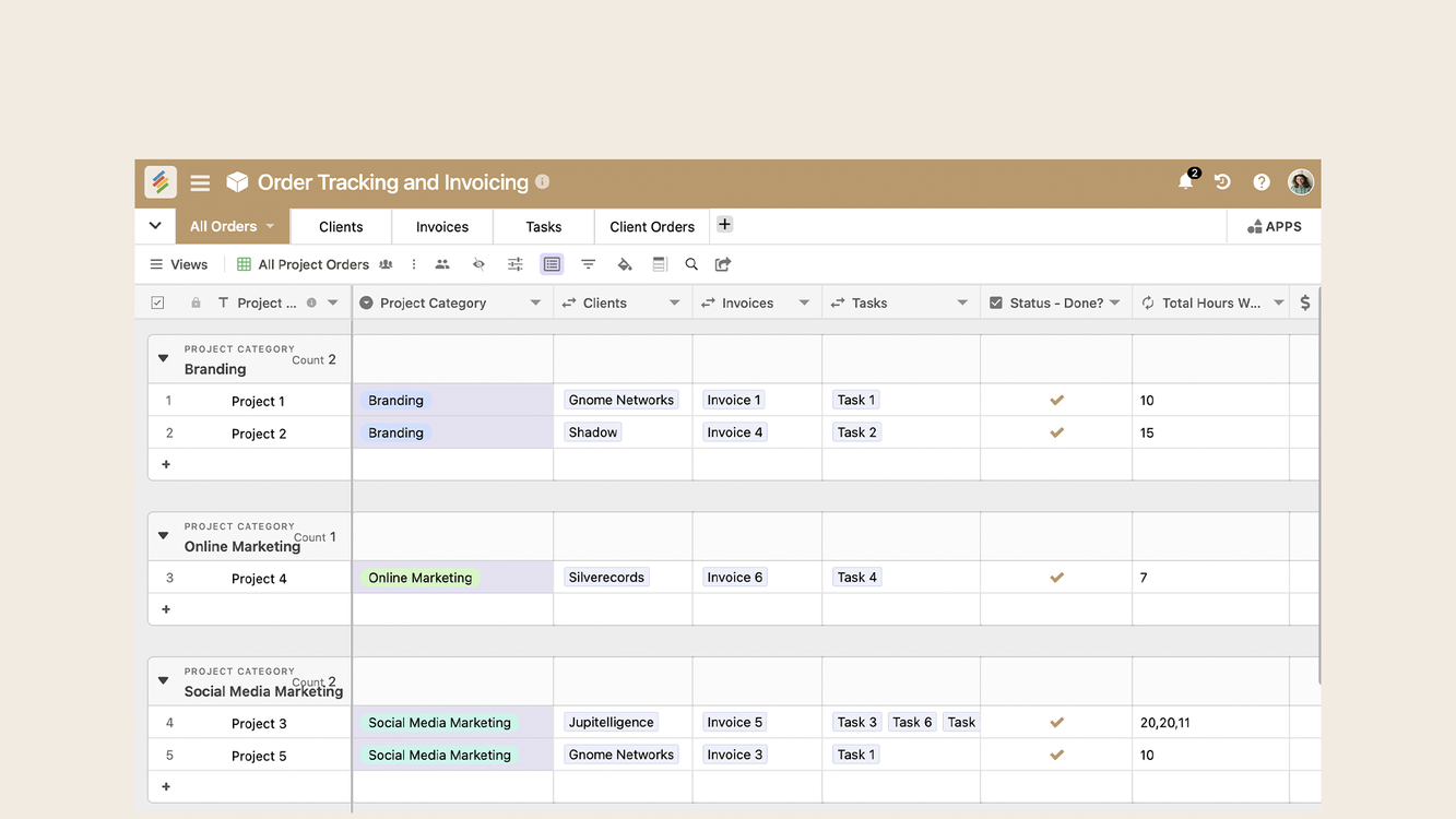 Order Tracking and Invoicing Template By Stackby Templates