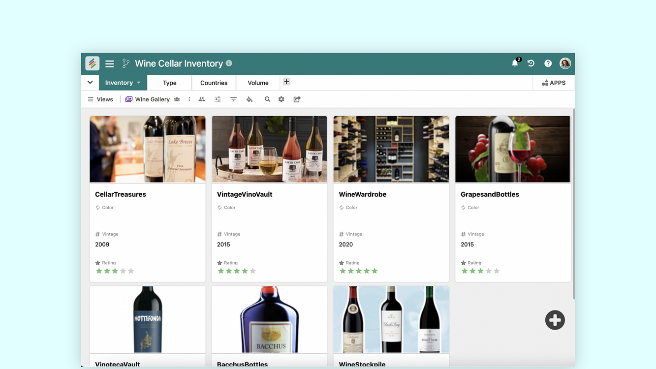 Stackby Wine Cellar Inventory Template for tracking and managing wine collections. Templates