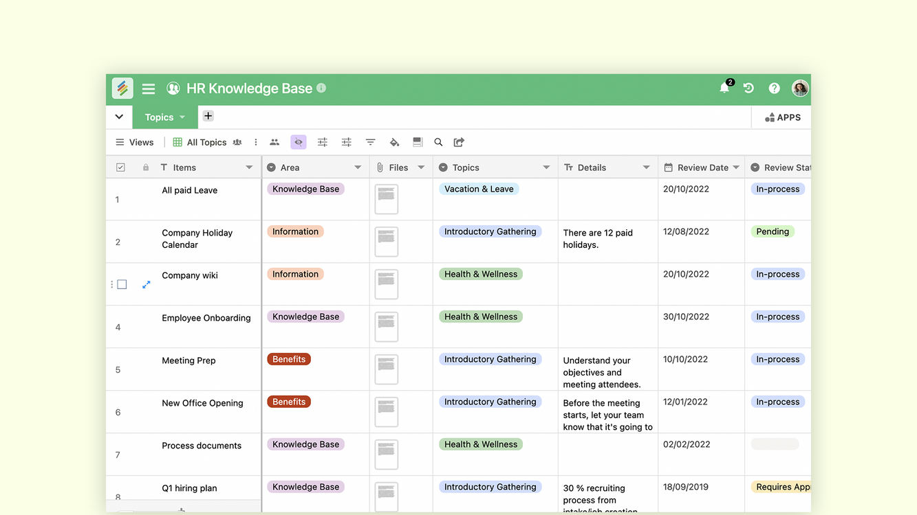 HR Knowledge Base Template - Free to use - Stackby Templates