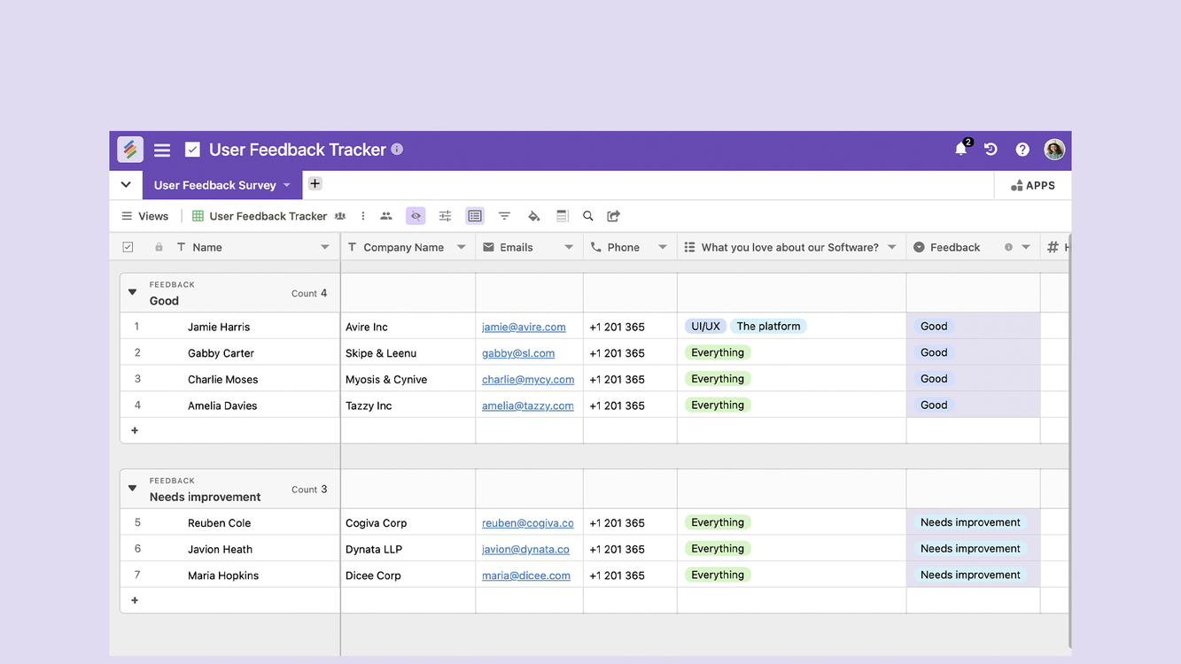 User Feedback Tracker Template By Stackby Templates