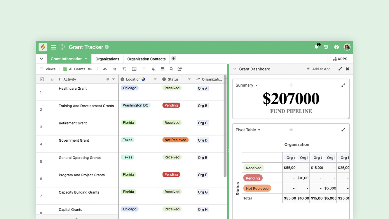 Grant Tracker Template by Stackby Templates