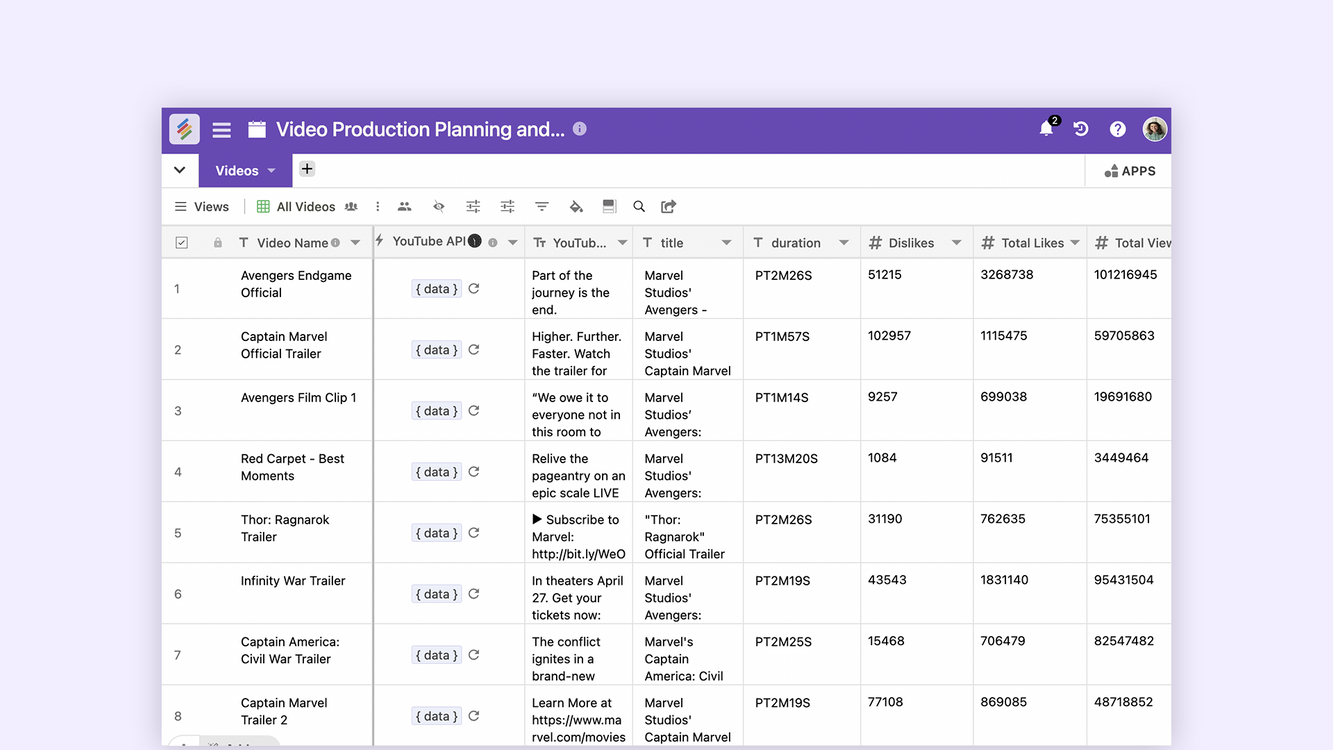 Video Production Planning and Tracking Template By Stackby Templates