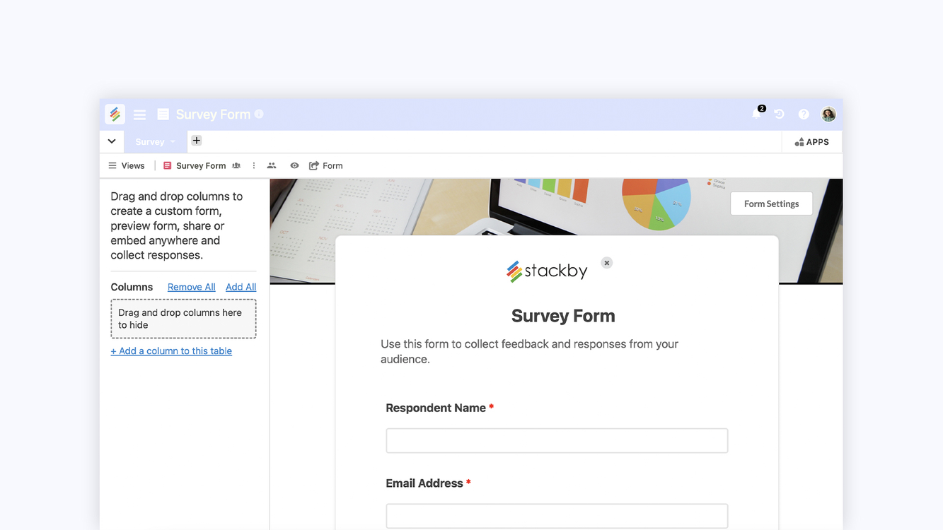 Survey Form Template for collecting and managing survey responses in Stackby. Templates