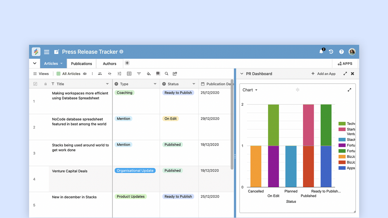 Track & manage press releases efficiently with Stackby. Templates