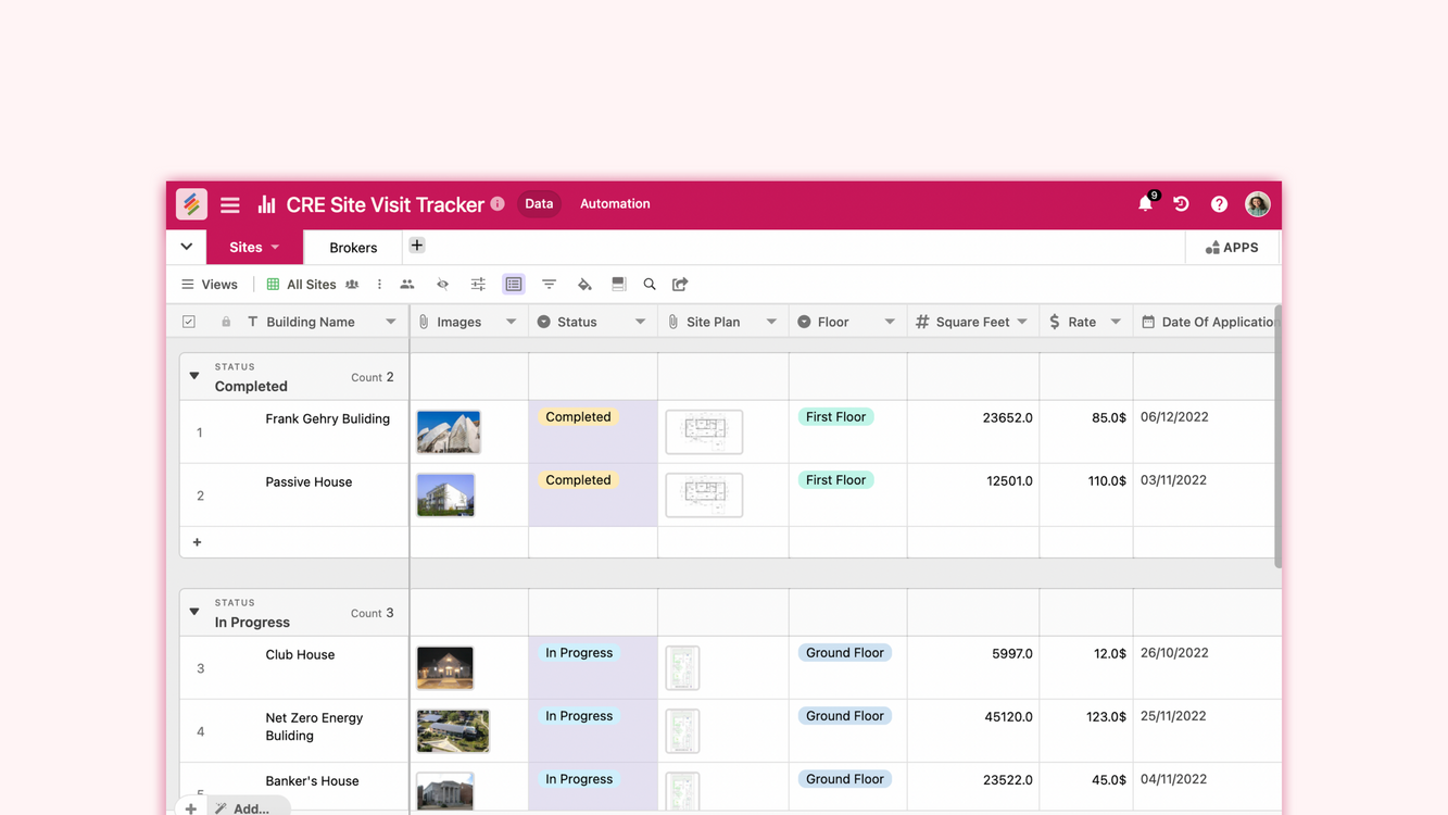 CRE Site Visit Tracker Template for real estate site management. Templates