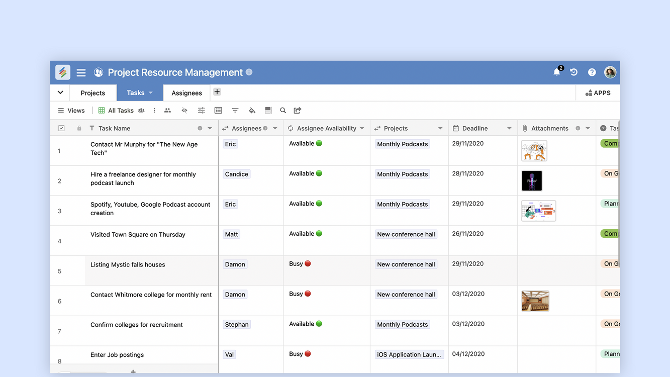 Project Resource Management Template By Stackby Templates