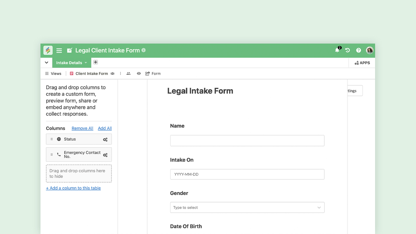 Legal Client Intake Form Template By Stackby Templates