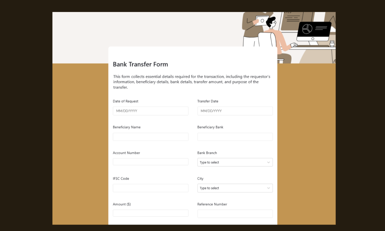 Bank Transfer Form Template - Stackby Templates