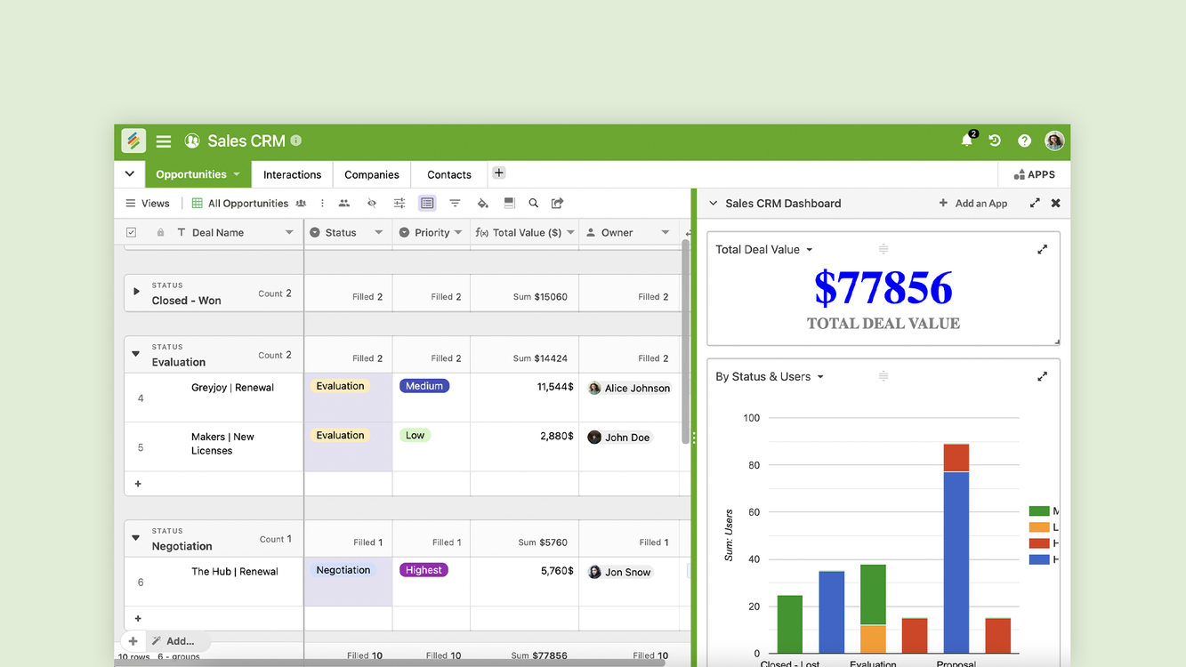 Sales CRM Template for tracking leads, managing sales, and boosting conversions. Templates