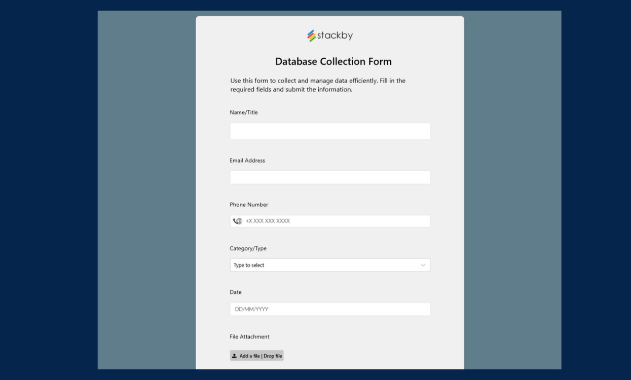 Database Collection Form Templates
