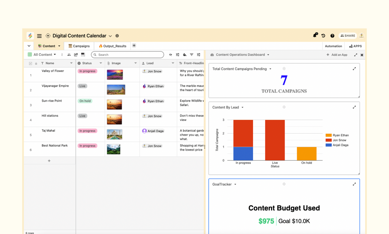 Digital Content Calendar Template by Stackby Templates