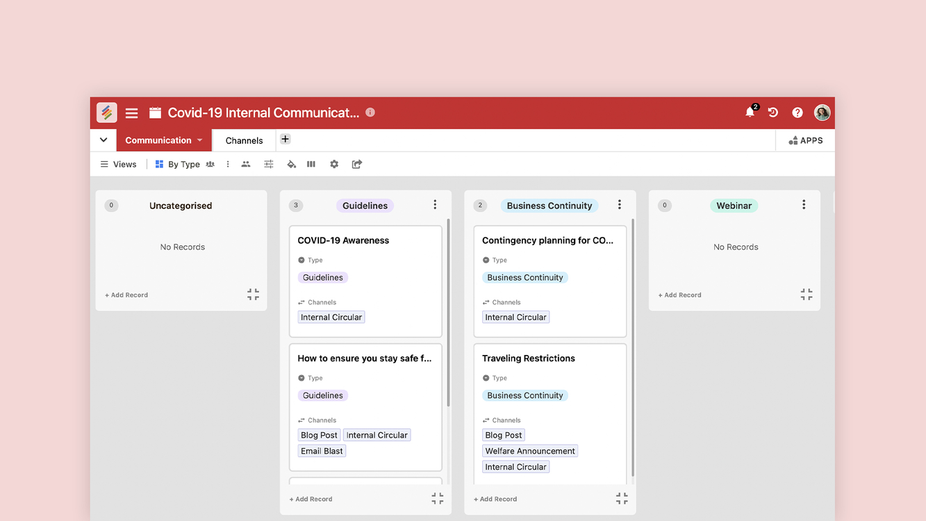 Covid-19 Internal Communications Editorial Calendar Template By Stackby Templates