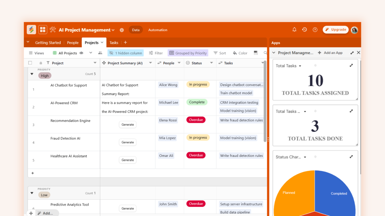 Free AI Project Management Template | Organize, Track & Streamline Projects Templates