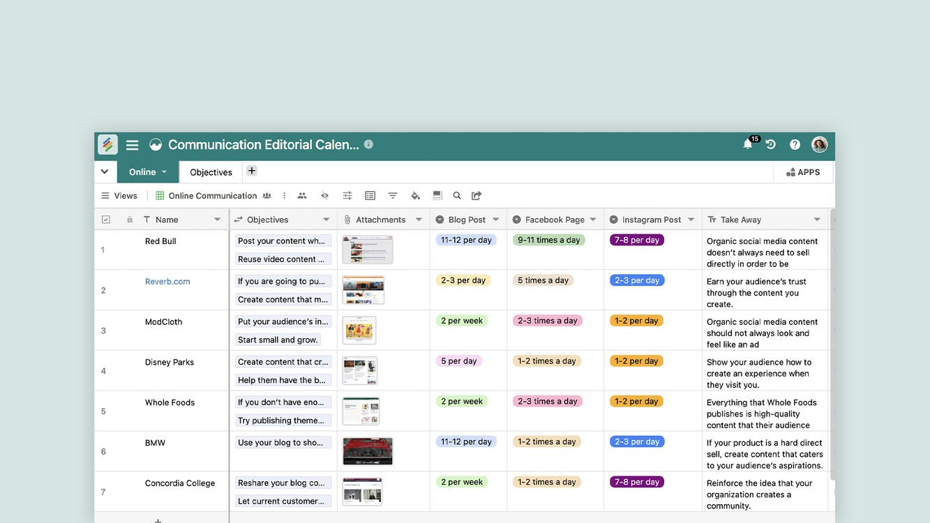 Communication Editorial Calendar Template by Stackby Templates