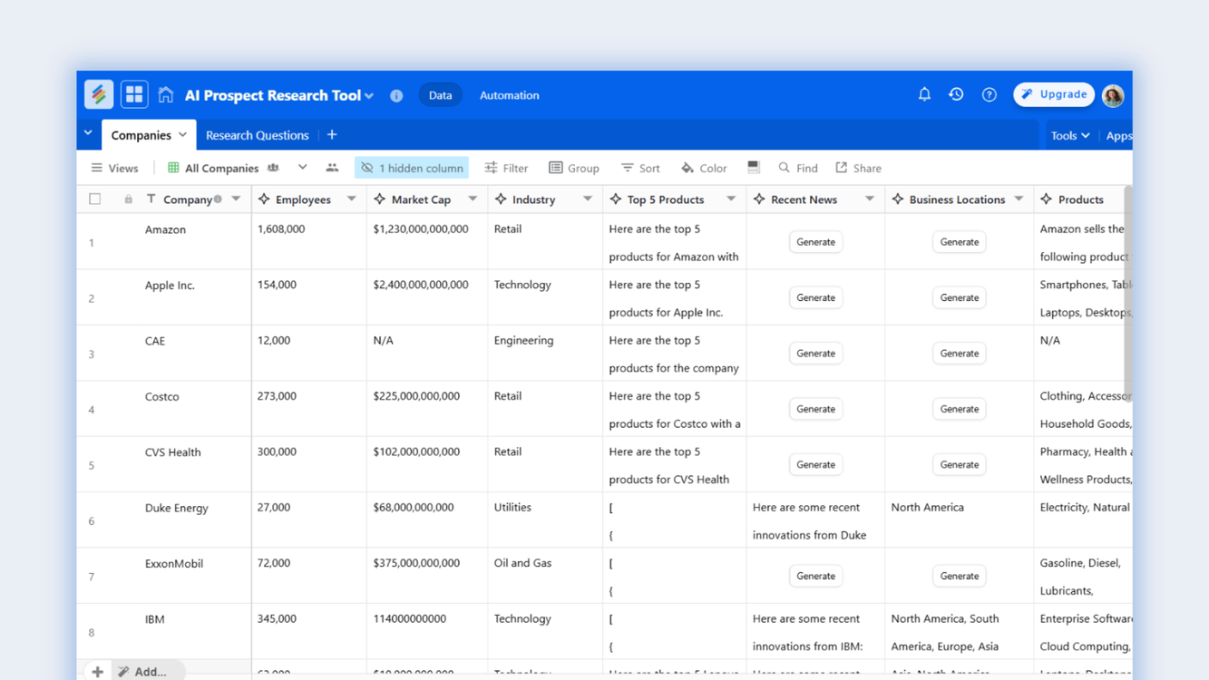 AI Prospect Research Tool | Automate Lead Insights & Qualification Templates