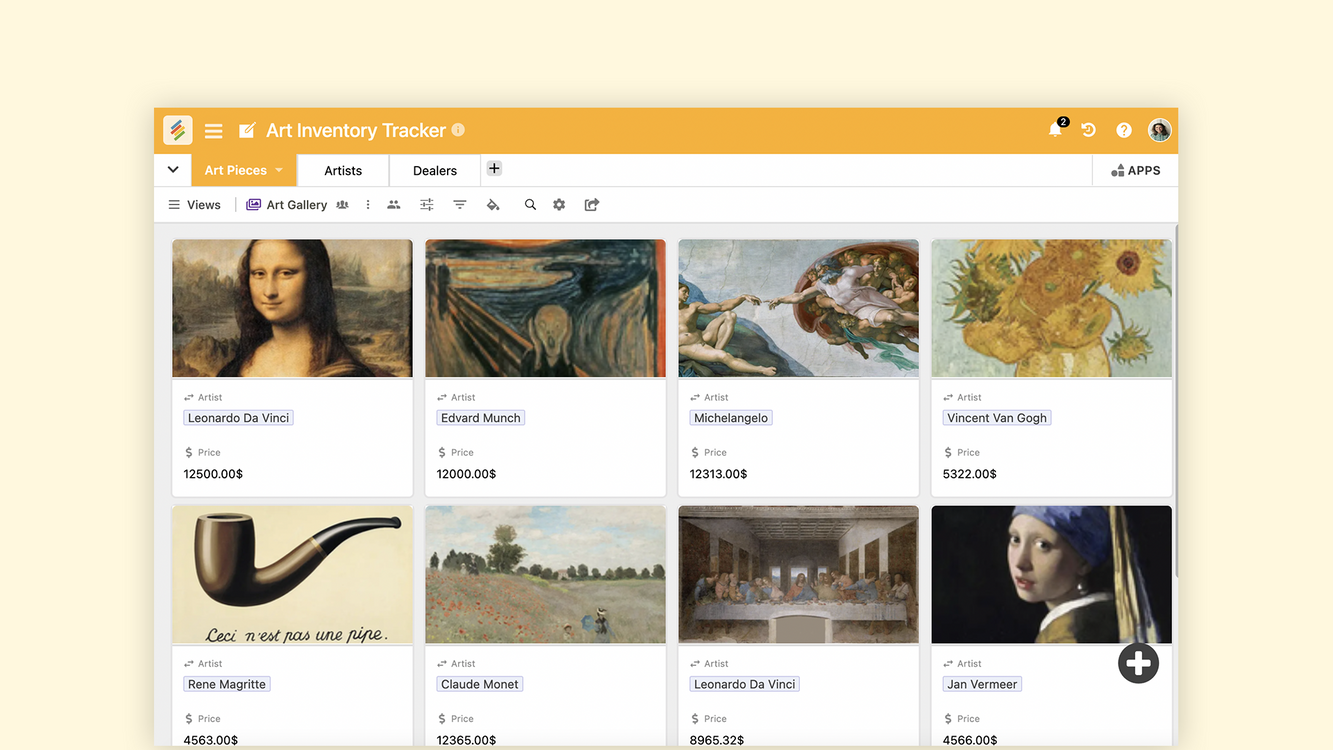 Art Inventory Tracker By Stackby Templates