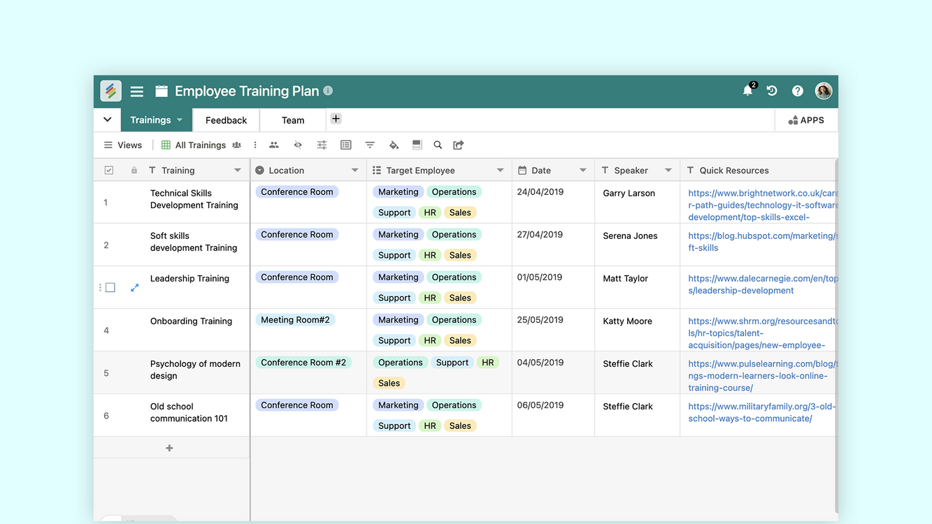 Employee Training Plan Template By Stackby Templates