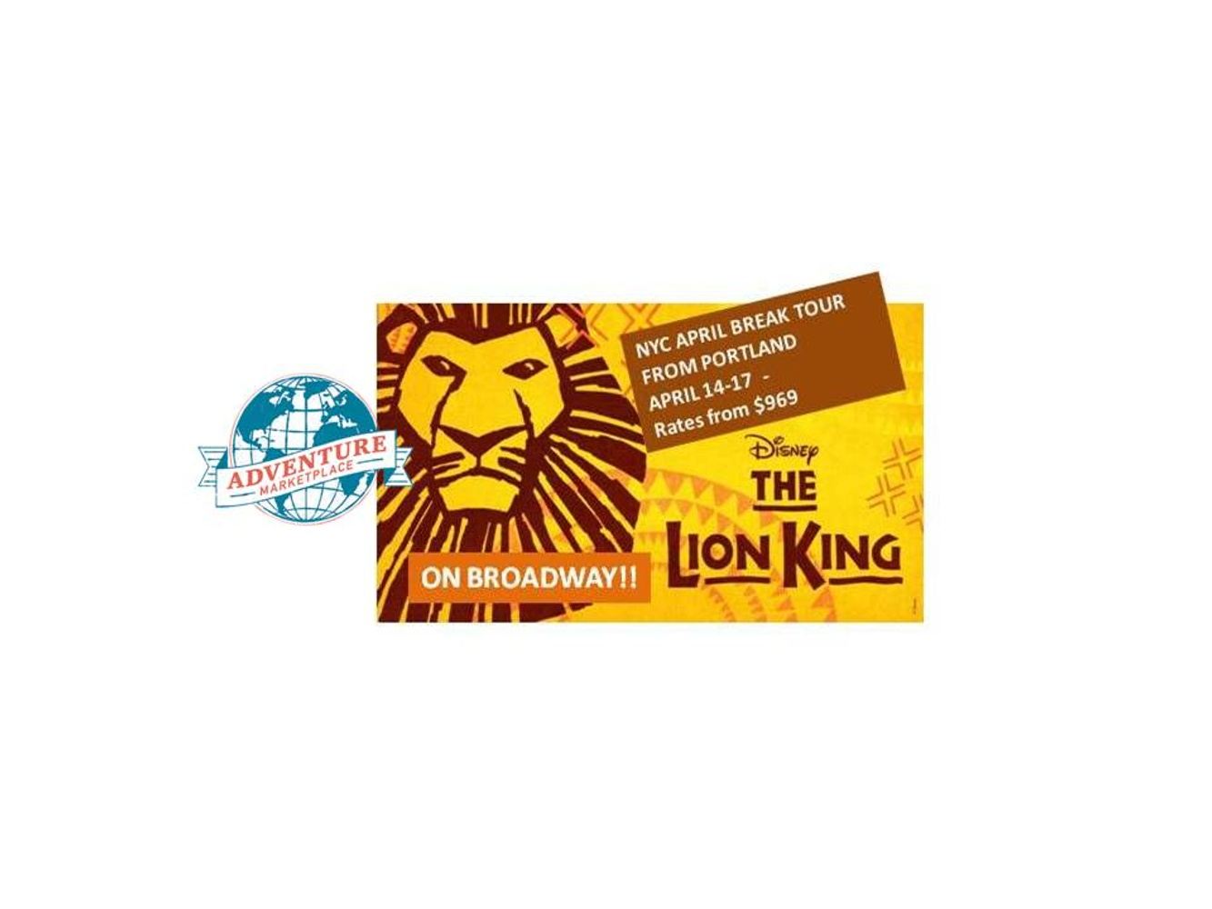 Spring Broadway New York City Adventure with Lion King tickets