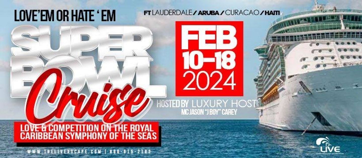 Experience the Ultimate Super Bowl Cruise 2024: Unlimited Open Bar, 4 Port  Tickets, Fri, Feb 9, 2024 at 7:00 PM