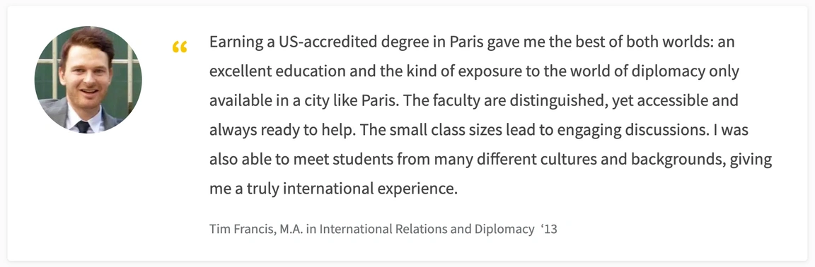A quote from an international relations graduate student