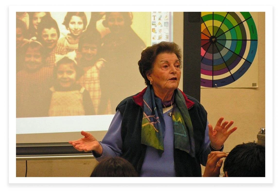Gitta Ryle, Holocaust survivor, giving a talk about her experiences.