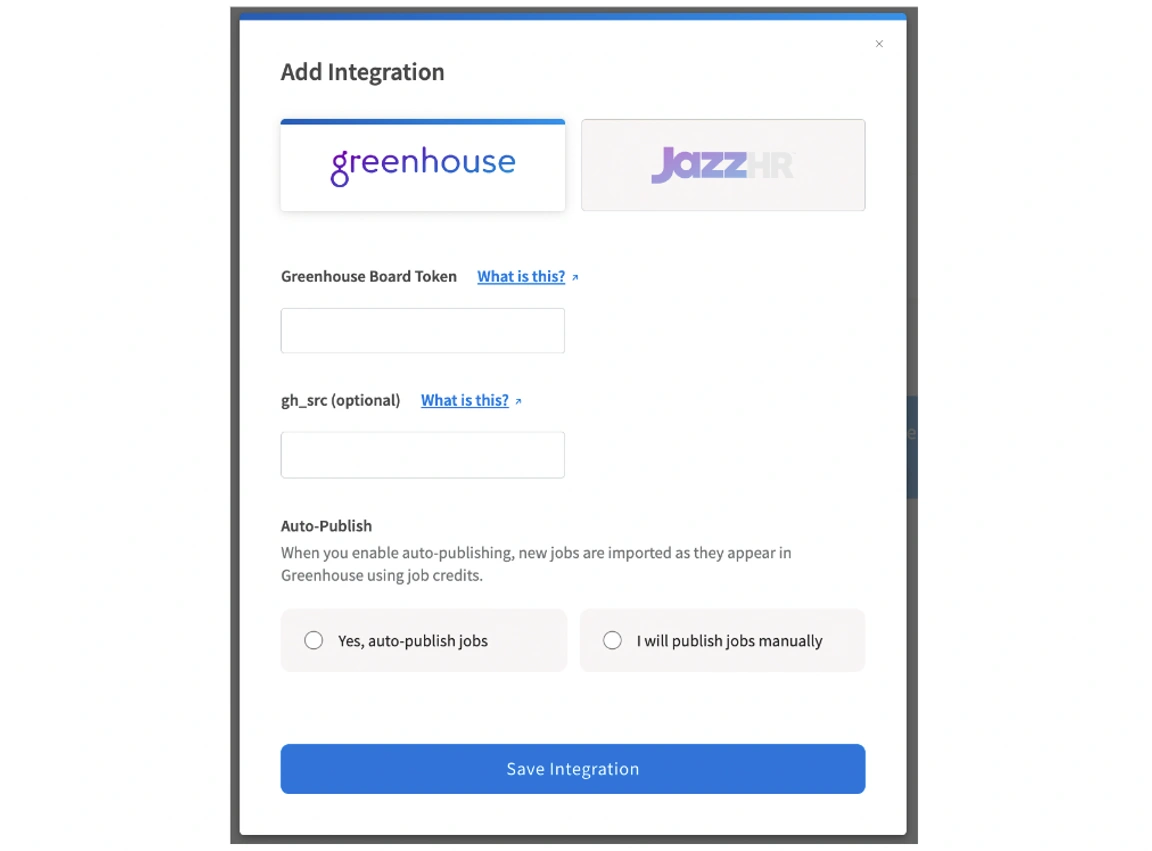 Screenshot of the Idealist website showing how to add Greenhouse integration
