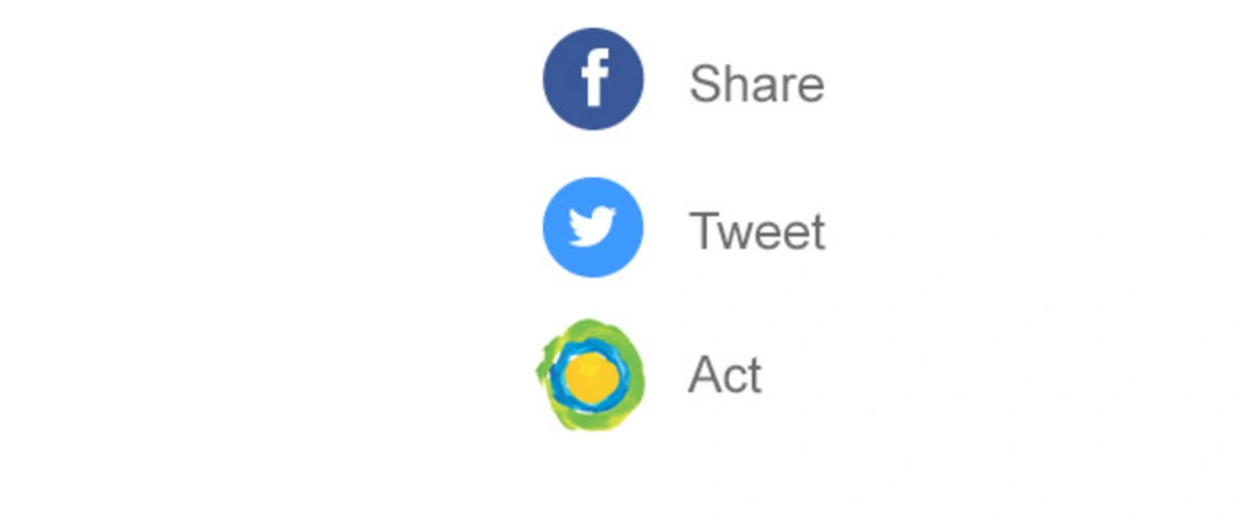 Three social media icons for Facebook, Twitter, and Idealist.