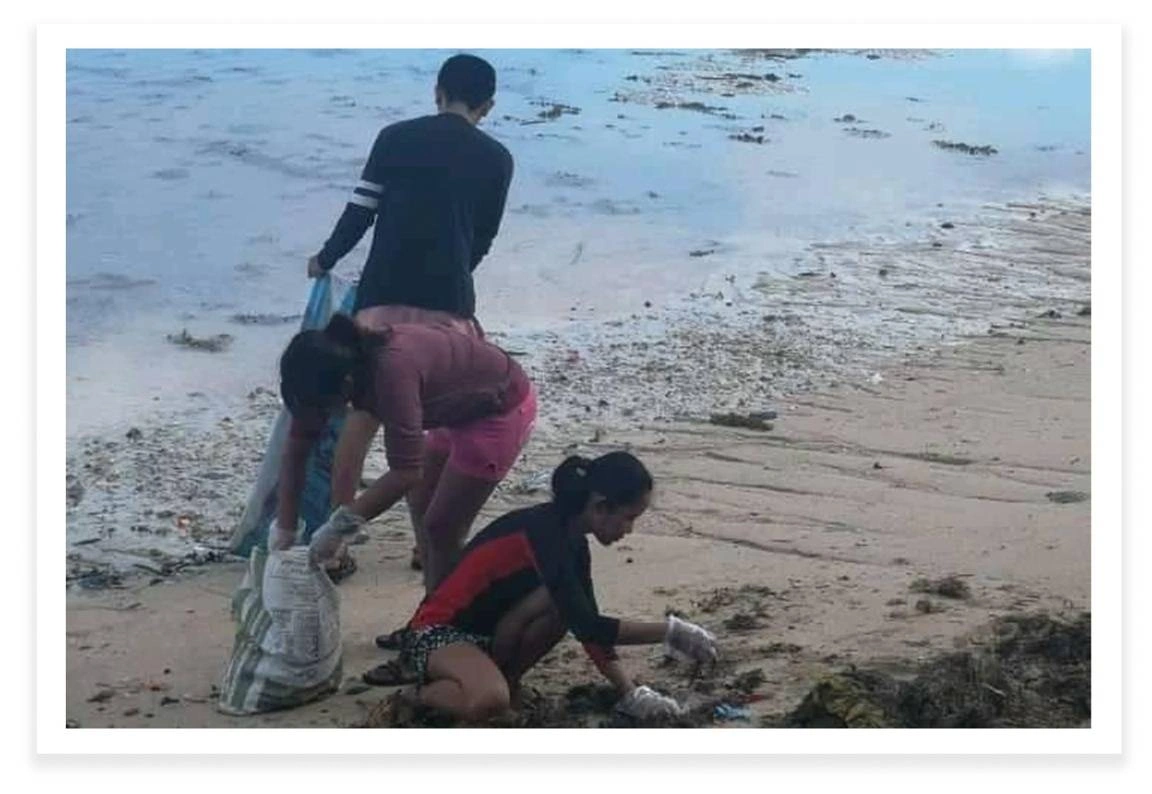 Isabel Nicolesson and friends hold a beach cleanup in the Philippines.